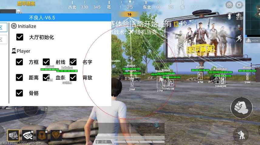 和平精英辅助【火焰鸟直装V6.0终极修复版】射线透视 准星聚点 空投透视 人物变大 显示手持 透视雷达